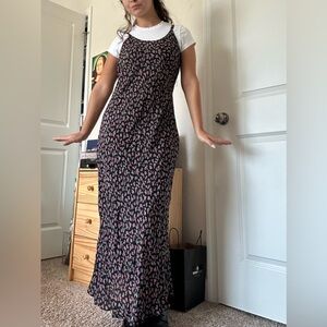 Chic Black and Pink Floral Maxi Dress